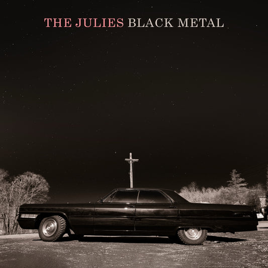 Album cover with a black car and cross against a dark sky, featuring 'The Julies Black Metal' text.